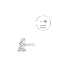 Load image into Gallery viewer, MONA | Baguette Trio White Sapphire Threadless Flatback Earring by Aurelie Gi — on model