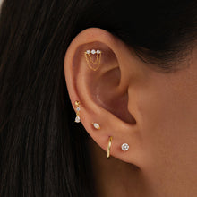 Load image into Gallery viewer, TRIBECA | Draped Double Chain and White Sapphire Threadless Flatback Earring