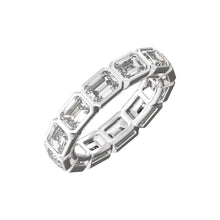 Load image into Gallery viewer, 14k White Gold or Platinum Lab-Grown Diamond Emerald-Cut Eternity Band