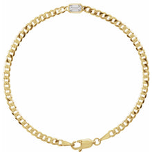 Load image into Gallery viewer, 14k Yellow Gold Lab-Grown or Natural Diamond Emerald-Cut Bezel-Set Curb Link Bracelet