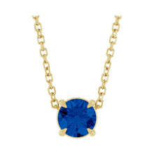 Load image into Gallery viewer, 14k Yellow Gold Lab-Grown Blue Sapphire 5 mm Solitaire Necklace