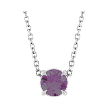 Load image into Gallery viewer, 14k White Gold or Platinum Lab-Grown Alexandrite 5 mm Solitaire Necklace