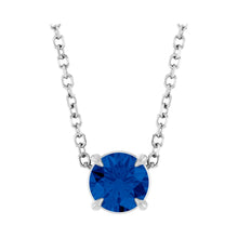 Load image into Gallery viewer, 14k White Gold or Platinum Lab-Grown Blue Sapphire 5 mm Solitaire Necklace