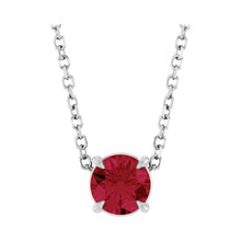Load image into Gallery viewer, 14k White Gold or Platinum Lab-Grown Ruby 5 mm Solitaire Necklace