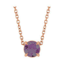 Load image into Gallery viewer, 14k Rose Gold Lab-Grown Alexandrite 5 mm Solitaire Necklace