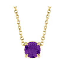 Load image into Gallery viewer, 14k Yellow Gold Natural Amethyst 5 mm Solitaire Necklace