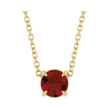 Load image into Gallery viewer, 14k Yellow Gold Natural Mozambique Garnet 5 mm Solitaire Necklace