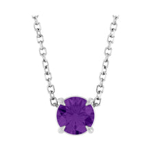 Load image into Gallery viewer, 14k White Gold or Platinum Natural Amethyst 5 mm Solitaire Necklace