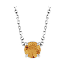 Load image into Gallery viewer, 14k White Gold or Platinum Natural Citrine 5 mm Solitaire Necklace