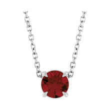 Load image into Gallery viewer, 14k White Gold or Platinum Natural Mozambique Garnet 5 mm Solitaire Necklace
