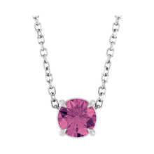 Load image into Gallery viewer, 14k White Gold or Platinum Natural Pink Tourmaline 5 mm Solitaire Necklace