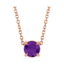 Load image into Gallery viewer, 14k Rose Gold Natural Amethyst 5 mm Solitaire Necklace
