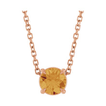 Load image into Gallery viewer, 14k Rose Gold Natural Citrine 5 mm Solitaire Necklace
