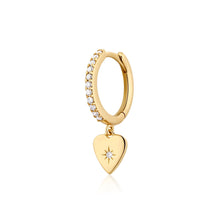 Load image into Gallery viewer, VICTORIA | Single Diamond Heart Hoop