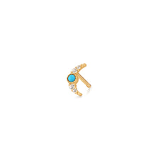 Load image into Gallery viewer, NORA | Turquoise & White Sapphire Crescent Moon Single Earring Studs AURELIE GI