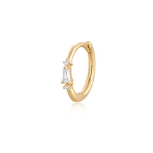 Load image into Gallery viewer, Alexia | Baguette White Sapphire Hoop Hoops & Huggies AURELIE GI Plain Gold Single