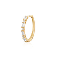 Load image into Gallery viewer, Delaney | Baguette and Round White Sapphire Hoop Hoops & Huggies AURELIE GI Plain Gold Single