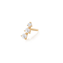 Load image into Gallery viewer, CLARA | Rose Cut Triple White Sapphire Stud Earring Earrings AURELIE GI Yellow Gold Single