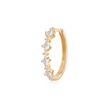 Load image into Gallery viewer, Audrey | Rose Cut White Sapphire Single Huggie Hoop Earrings AURELIE GI Yellow Gold Single