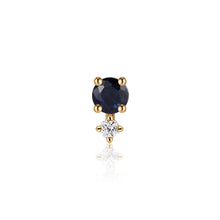 Load image into Gallery viewer, SEPTEMBER | Blue and White Sapphire Single Piercing Earring Earrings AURELIE GI Yellow Gold Single