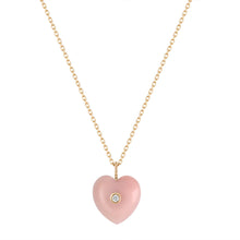 Load image into Gallery viewer, AZALEA | Pink Opal & Diamond Reversible Heart Necklace Necklaces AURELIE GI Yellow Gold