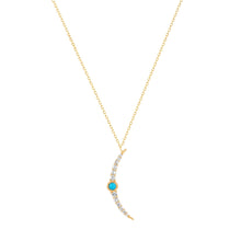 Load image into Gallery viewer, NORA | Turquoise & White Sapphire Crescent Moon Necklace Necklaces AURELIE GI