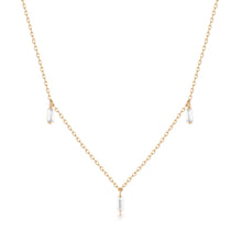 Load image into Gallery viewer, Marina | Floating Triple Baguette White Sapphire Necklace Necklaces AURELIE GI Plain Gold