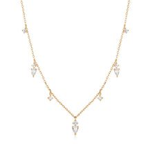 Load image into Gallery viewer, MEADOW | Pear and Round White Sapphire Drop Necklace