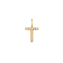 Load image into Gallery viewer, T | Diamond Initial Charm Necklace Charms AURELIE GI