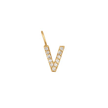 Load image into Gallery viewer, V | Diamond Initial Charm Necklace Charms AURELIE GI