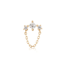 Load image into Gallery viewer, MIST | White Sapphire Drop Chain Stud Earring