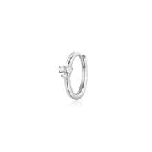 Load image into Gallery viewer, CLOVER |Single Diamond Huggie Hoop Hoops & Huggies AURELIE GI White Gold