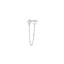 Load image into Gallery viewer, AVA | White Sapphire Chain Single Drop Earring Drop Earrings AURELIE GI White Gold Single