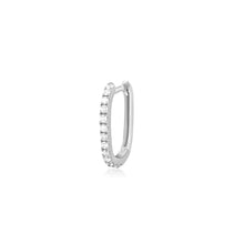 Load image into Gallery viewer, LOUISA | Diamond Paper Clip Single Huggie Hoop Hoops & Huggies AURELIE GI White Gold