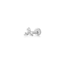 Load image into Gallery viewer, ALESSA | White Sapphire Triple Cluster Single Piercing Earring Studs AURELIE GI White Gold Single