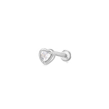 Load image into Gallery viewer, ARABELLA | White Sapphire Heart Single Piercing Earring Studs AURELIE GI White Gold Single