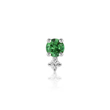 Load image into Gallery viewer, MAY | Green Tsavorite and White Sapphire Single Piercing Earring Earrings AURELIE GI White Gold Single