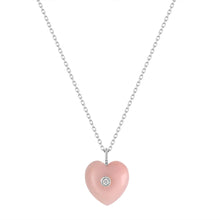 Load image into Gallery viewer, AZALEA | Pink Opal & Diamond Reversible Heart Necklace Necklaces AURELIE GI White Gold