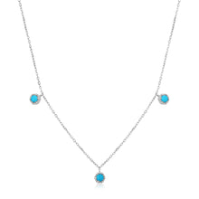 Load image into Gallery viewer, AMINA | Turquoise 3-Stone Station Necklace Necklaces AURELIE GI White Gold