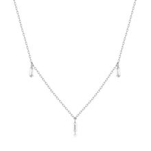 Load image into Gallery viewer, Marina | Floating Triple Baguette White Sapphire Necklace Necklaces AURELIE GI White Gold