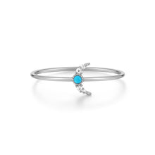Load image into Gallery viewer, NORA | Turquoise & White Sapphire Crescent Moon Ring Rings AURELIE GI #5 White Gold