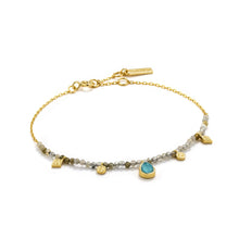 Load image into Gallery viewer, Turquoise and Labradorite Gold Bracelet