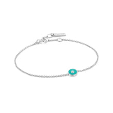 Load image into Gallery viewer, Teal Enamel Disc Silver Bracelet