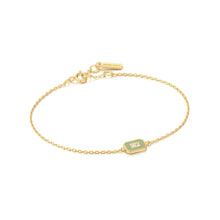 Load image into Gallery viewer, Sage Enamel Emblem Gold Bracelet