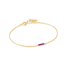 Load image into Gallery viewer, Berry Enamel Bar Gold Bracelet