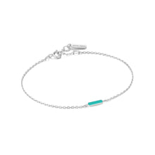Load image into Gallery viewer, Teal Enamel Bar Silver Bracelet