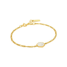 Load image into Gallery viewer, Compass Emblem Gold Figaro Chain Bracelet