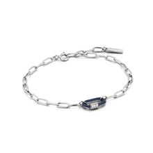 Load image into Gallery viewer, Navy Blue Enamel Carabiner Silver Bracelet