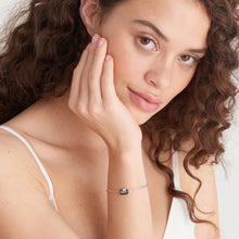 Load image into Gallery viewer, Navy Blue Enamel Carabiner Silver Bracelet