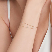 Load image into Gallery viewer, 14kt Gold Opal and White Sapphire Star Bracelet